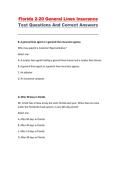 Florida 2-20 General Lines Insurance Exam 2026 Practice Questions & Correct Answers