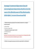 Sewage Treatment Operator Class III Licensing Exam  Q&A with  Rationales 20262027 update