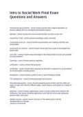 Intro to Social Work Final Exam Questions and Answers