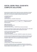 SOCIAL WORK FINAL EXAM WITH COMPLETE SOLUTIONS