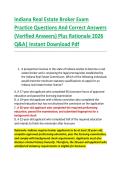 Compilation Bundle for Indiana Real Estate Broker Exams Practice Questions And Correct Answers &lpar;Verified Answers&rpar; Plus Rationale 2026 Q&A&vert; Instant Download Pdf