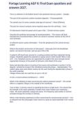 Portage Learning A&P II Final Exam Questions and Answers 2027 &ndash; BIOD 152 Anatomy & Physiology II&NewLine;