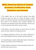ABSA &lpar;American Board of Surgical Assistant&rpar; Certification Exam 2026 Actual Questions and Correct Answers &lpar;Latest 2026 &sol; 2027 Update&rpar; Graded A&plus; 100&percnt; Guarantee Verified by Experts