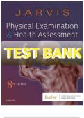 Updated&sol;Latest Physical Examination and Health Assessment 8th Edition by Carolyn Jarvis 2025&ndash;2026 Comprehensive Test Bank Questions and Answers for Health Assessment Examination Preparation Clinical Skills Development Patient Evaluation and NCLEX Success 