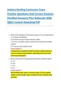 Indiana Roofing Contractor Exam &NewLine;Practice Questions And Correct Answers &NewLine;&lpar;Verified Answers&rpar; Plus Rationale 2026 &NewLine;Q&A&vert; Instant Download Pdf  