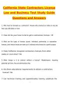 CSLB California State Contractors License Law and Business Test Study Guide 2026 Actual Questions and Correct Answers &lpar;Latest 2026 &sol; 2027 Update&rpar; Graded A&plus; 100&percnt; Guarantee Verified by Experts