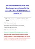 Maryland Journeyman Electrician Exam &NewLine;Questions and Correct Answers &lpar;Verified &NewLine;Answers&rpar; Plus Rationales 2026 Q&A &vert; Instant &NewLine;Download Pdf 