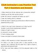 CSLB Contractors Law Practice Test Part 2 2026 Actual Questions and Correct Answers &lpar;Latest 2026 &sol; 2027 Update&rpar; Graded A&plus; 100&percnt; Guarantee Verified by Experts