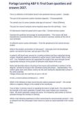 Portage Learning A&P II Final Exam Questions and Answers 2027 &ndash; BIOD 152 Anatomy & Physiology II