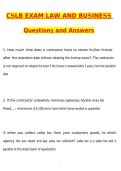 CSLB Exam Law and Business Questions 2026 Actual Questions and Correct Answers &lpar;Latest 2026 &sol; 2027 Update&rpar; Graded A&plus; 100&percnt; Guarantee Verified by Experts
