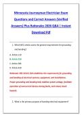 Minnesota Journeyman Electrician Exam &NewLine;Questions and Correct Answers &lpar;Verified &NewLine;Answers&rpar; Plus Rationales 2026 Q&A &vert; Instant &NewLine;Download Pdf 
