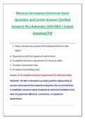 Missouri Journeyman Electrician Exam &NewLine;Questions and Correct Answers &lpar;Verified &NewLine;Answers&rpar; Plus Rationales 2026 Q&A &vert; Instant &NewLine;Download Pdf 