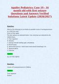 Aquifer Pediatrics&colon; Case 19 - 16&NewLine;month old with first seizure&NewLine;Questions and Answers Verified&NewLine;Solutions Latest Update &lpar;2026&sol;2027&rpar;