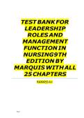 Updated&sol;Latest Leadership Roles and Management Functions in Nursing 9th Edition Test Bank Marquis Huston Comprehensive Nursing Leadership And Management Resource All 25 Chapters Practice Questions Answers And Assessments Leadership Delegation Staffing Com