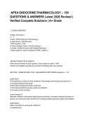 &lowbar;APEA ENDOCRINE PHARMACOLOGY &ndash; 150 QUESTIONS & ANSWERS Latest 2026 Revised &lowbar; Verified Complete Solutions &lowbar; A&plus; Grade &lpar;1&rpar;&period;pdf&NewLine;&NewLine;