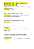 English 9A Unit 1 Exam Questions & Answers &lpar;Grade A&plus;&rpar;&period;docx&NewLine;&NewLine;