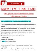 NREMT EMT FINAL EXAM&NewLine;Actual Questions and Revised Rationalized Answers&NewLine;100&percnt; Guarantee Pass 
