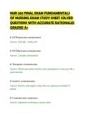 NUR 205 FINAL EXAM FUNDAMENTALS OF NURSING EXAM STUDY SHEET SOLVED