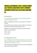 NUR2513 MATERNAL VEST 2 EXAM SCRIPT 300 TESTED QUESTIONS WITH CORRECT ANSWERS