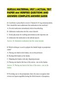 NUR2513 MATERNAL VEST 2 ACTUAL TEST PAPER 300 VERIFIED QUESTIONS AND ANSWERS