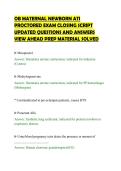 OB MATERNAL NEWBORN ATI PROCTORED EXAM CLOSING SCRIPT UPDATED QUESTIONS AND