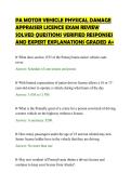 PA MOTOR VEHICLE PHYSICAL DAMAGE APPRAISER LICENCE EXAM REVIEW SOLVED