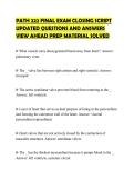 PATH 222 FINAL EXAM CLOSING SCRIPT UPDATED QUESTIONS AND ANSWERS VIEW AHEAD PREP