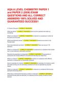 AQA A-LEVEL CHEMISTRY PAPER 1 &lpar;2026&rpar; &ndash; Full Test Bank with 100&percnt; Correct Answers & Mark Scheme Rationales &vert; Guaranteed A&ast; Success