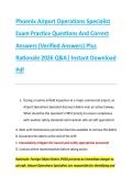 Phoenix Airport Operations Specialist &NewLine;Exam Practice Questions And Correct &NewLine;Answers &lpar;Verified Answers&rpar; Plus &NewLine;Rationale 2026 Q&A&vert; Instant Download &NewLine;Pdf