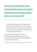 Phoenix Airport Safety Officer Exam &NewLine;Practice Questions And Correct Answers &NewLine;&lpar;Verified Answers&rpar; Plus Rationale 2026 &NewLine;Q&A&vert; Instant Download Pdf