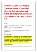 Pennsylvania Commercial Pesticide &NewLine;Applicator Category 01 Agricultural &NewLine;Plant Pest Control Questions And &NewLine;Correct Answers &lpar;Verified Answers&rpar; Plus &NewLine;Rationales 2026 Q&A Instant Download &NewLine;Pdf 