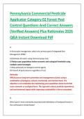 Pennsylvania Commercial Pesticide &NewLine;Applicator Category 02 Forest Pest &NewLine;Control Questions And Correct Answers &NewLine;&lpar;Verified Answers&rpar; Plus Rationales 2026 &NewLine;Q&A Instant Download Pdf 