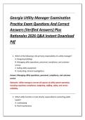 Georgia Utility Manager Examination &NewLine;Practice Exam Questions And Correct &NewLine;Answers &lpar;Verified Answers&rpar; Plus &NewLine;Rationales 2026 Q&A Instant Download &NewLine;Pdf 