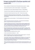 Portage Learning A&P II Final Exam Questions and Answers 2027 &ndash; BIOD 152 Anatomy & Physiology II