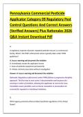 Pennsylvania Commercial Pesticide &NewLine;Applicator Category 09 Regulatory Pest &NewLine;Control Questions And Correct Answers &NewLine;&lpar;Verified Answers&rpar; Plus Rationales 2026 &NewLine;Q&A Instant Download Pdf