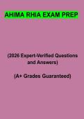 AHIMA RHIA Exam Prep Questions & Verified Answers PDF &vert; Registered Health Information Administrator Certification Study Guide 2026