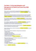 NURSING DELEGATION & MANAGEMENT TEST BANK &ndash; 100&percnt; Correct Answers with Rationales &vert; Guaranteed Success