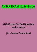 AHIMA Certification Exam Study Guide Questions & Verified Answers PDF &vert; Complete Health Information Management Exam Prep 2026