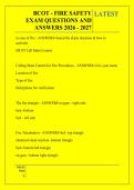 BCOT - FIRE SAFETY &NewLine;EXAM QUESTIONS AND &NewLine;ANSWERS 2026 - 2027
