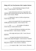 Biology 1407 Lab&colon; Final Questions With Complete Solutions
