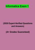 Health Informatics Exam 1 Questions & Verified Answers PDF &vert; Complete Informatics Study Guide 2026