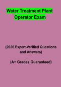 Water Treatment Plant Operator Exam Questions & Verified Answers PDF &vert; Complete Water Operator Certification Study Guide 2026