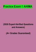AHIMA Practice Exam 1 Questions & Verified Answers PDF &vert; Complete AHIMA Certification Study Guide 2026