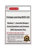 BIOD 101 Module 1-7 Essential Biology I &vert; Portage Learning &vert; Questions & Verified Answers