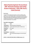 Alberta Pesticide Applicator Structural Exam&NewLine;2026&colon; 100 Practice Questions with Verified&NewLine;Answers & Rationales &ndash; EPEA&comma; IPM&comma; Pest ID &vert;&NewLine;Instant Download&NewLine;