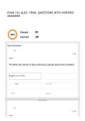 EVAN 101 QUIZ FINAL QUESTIONS WITH VERIFIED ANSWERS