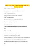 ECON 102 Final Exam Questions with 100&percnt;&NewLine;Correct Answers