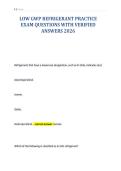 LOW GWP REFRIGERANT PRACTICE&NewLine;EXAM QUESTIONS WITH VERIFIED&NewLine;ANSWERS 2026&NewLine;