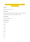 Math 141 Final Exam Questions with100&percnt;&NewLine;Correct Answers