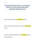 WATER DISTRIBUTION D2 CALIFORNIA&NewLine;PRACTICE TEST QUESTIONS WITH&NewLine;VERIFIED ANSWERS 2026